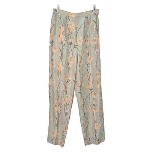Adrianna Papell Vintage Silk Green Floral Pants Spring Beaded Fairy Y2K Size 8
